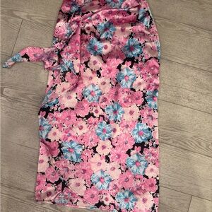 Floral Pink and Blue Women's wrapped dress